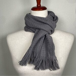 The Dunlap Weavers Hand-loomed Natural Fibers Gray Textured Scarf Maine USA